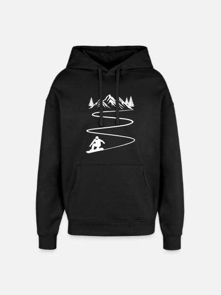 Snowboard and Mountain Snowboarding - Oversized Unisex Hoodie by Stanley/Stella - black