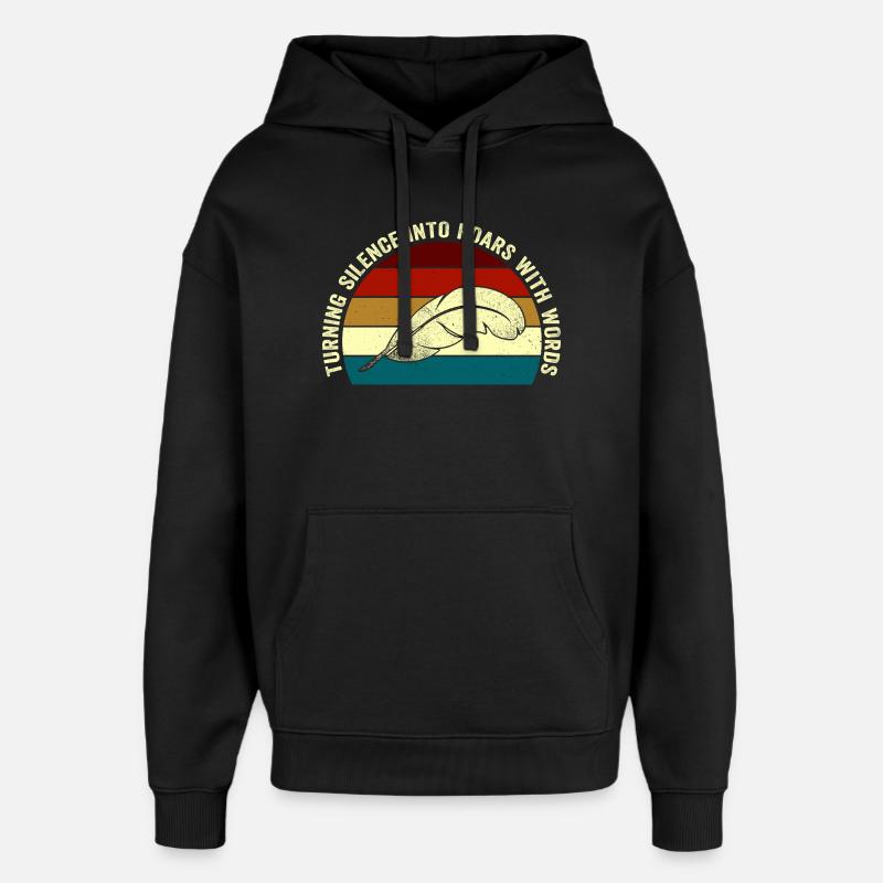 Roaring Words Feather Sunset - Oversized Unisex Hoodie by Stanley/Stella - black
