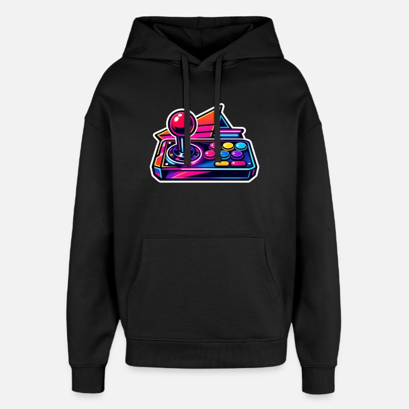 Neon Arcade Joystick Retro - Oversized Unisex Hoodie von Stanley/Stella - Schwarz