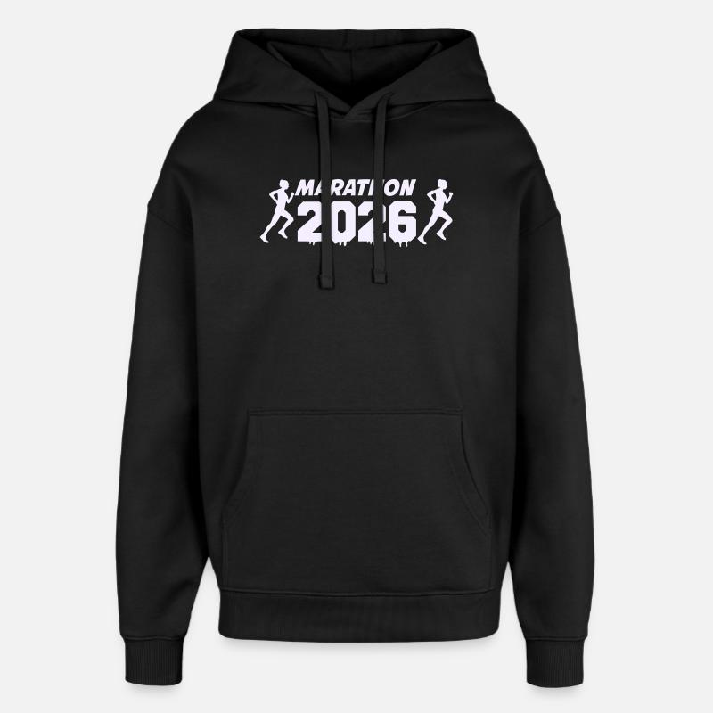 Marathon 2026 Runner Silhouette Design - Oversized Unisex Hoodie by Stanley/Stella - black