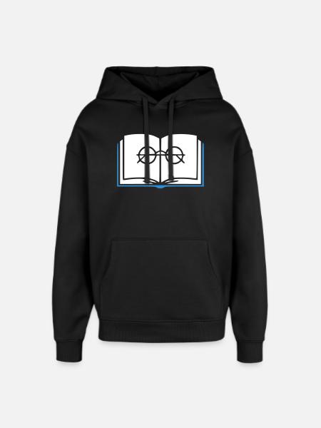 Book and Glasses Outline - Oversized Unisex Hoodie by Stanley/Stella - black
