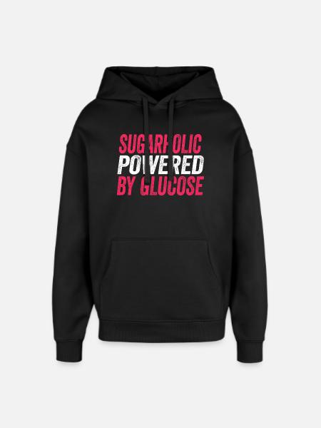 Sugarholic Powered by Glucose - Oversized Unisex Hoodie by Stanley/Stella - black