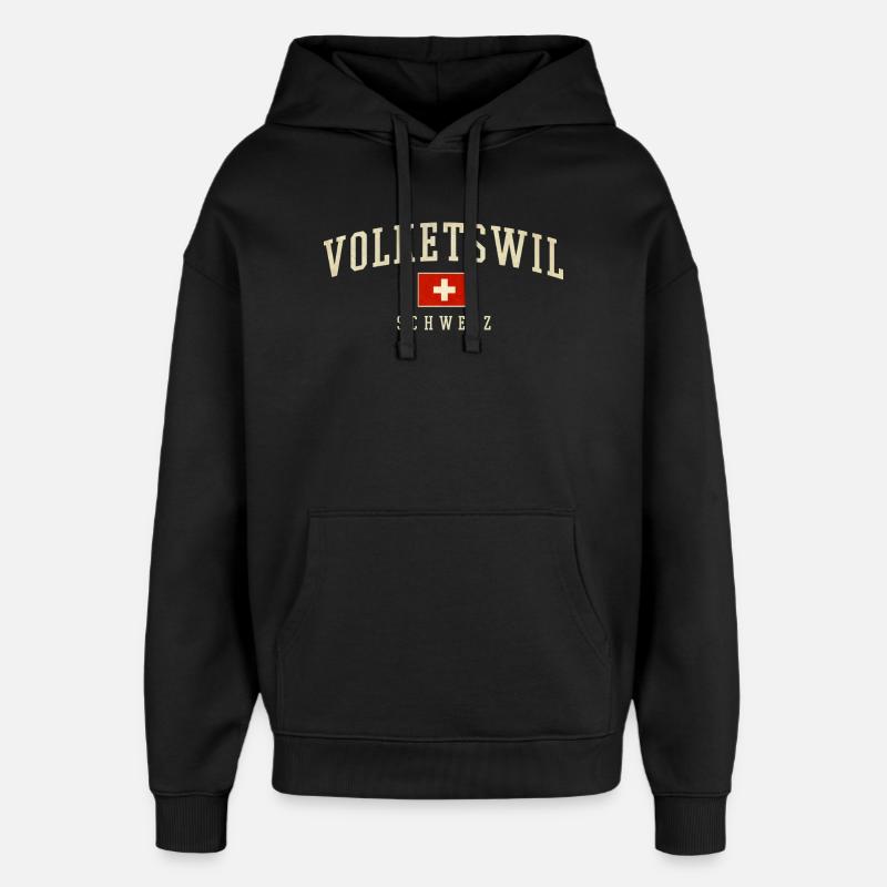 Emblème Volketswill Suisse - Sweat à capuche unisexe Stanley/Stella Oversized - noir