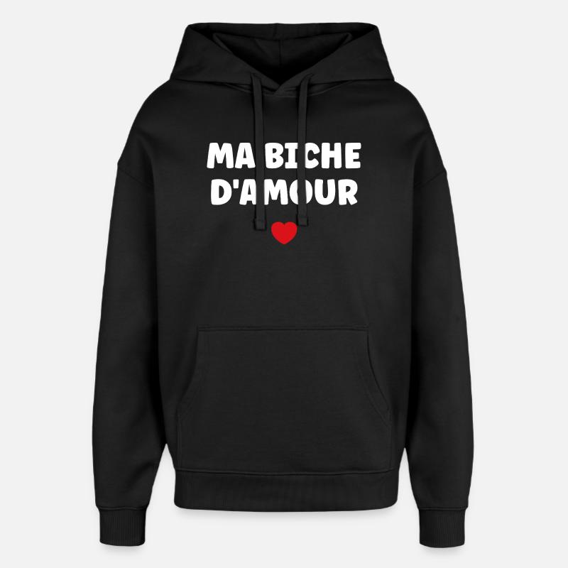 Ma Biche d'Amour Coeur Rouge - Sweat à capuche unisexe Stanley/Stella Oversized - noir