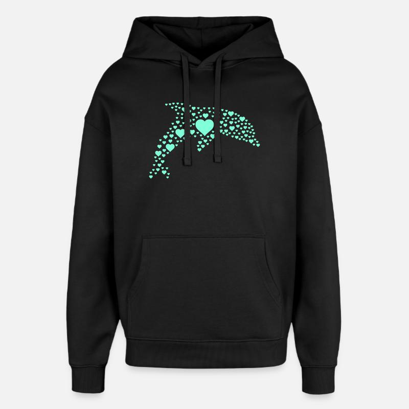 Motif de cœur de dauphin - Sweat à capuche unisexe Stanley/Stella Oversized - noir