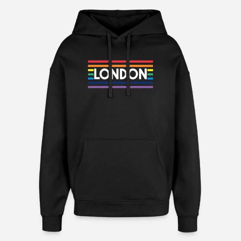 LONDON Arc-en-Ciel Urbain - Sweat à capuche unisexe Stanley/Stella Oversized - noir
