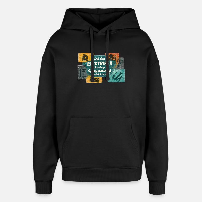 Électricien : Tension dans la vie - Sweat à capuche unisexe Stanley/Stella Oversized - noir