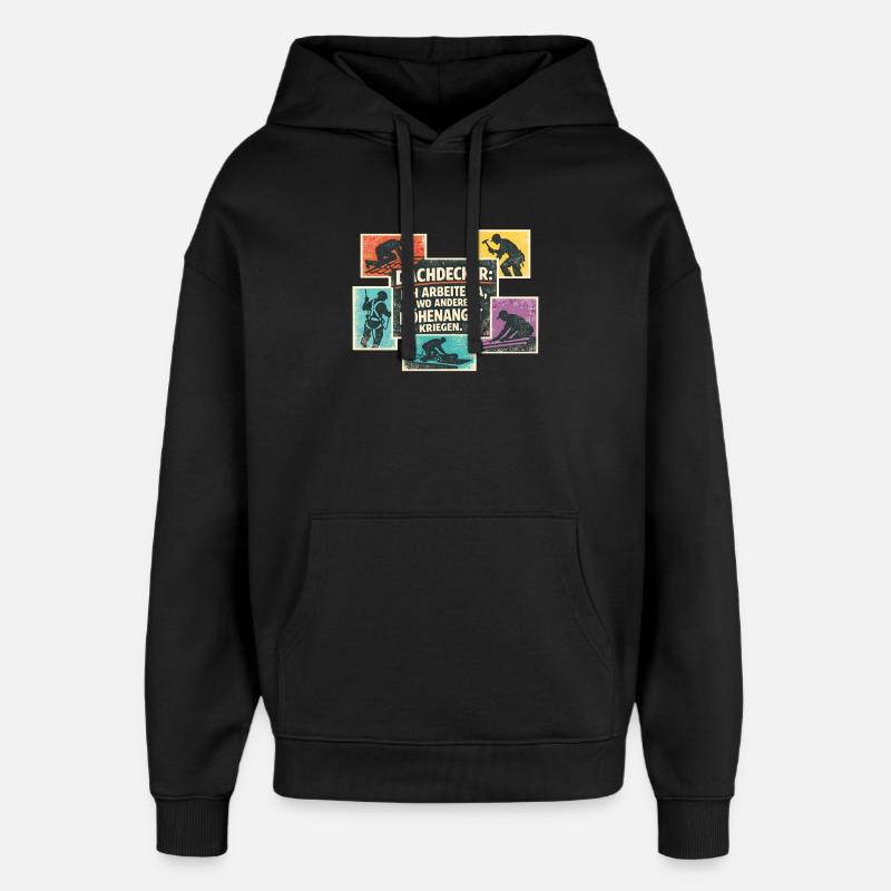 Couvreur parlant de Rétro Collage - Sweat à capuche unisexe Stanley/Stella Oversized - noir