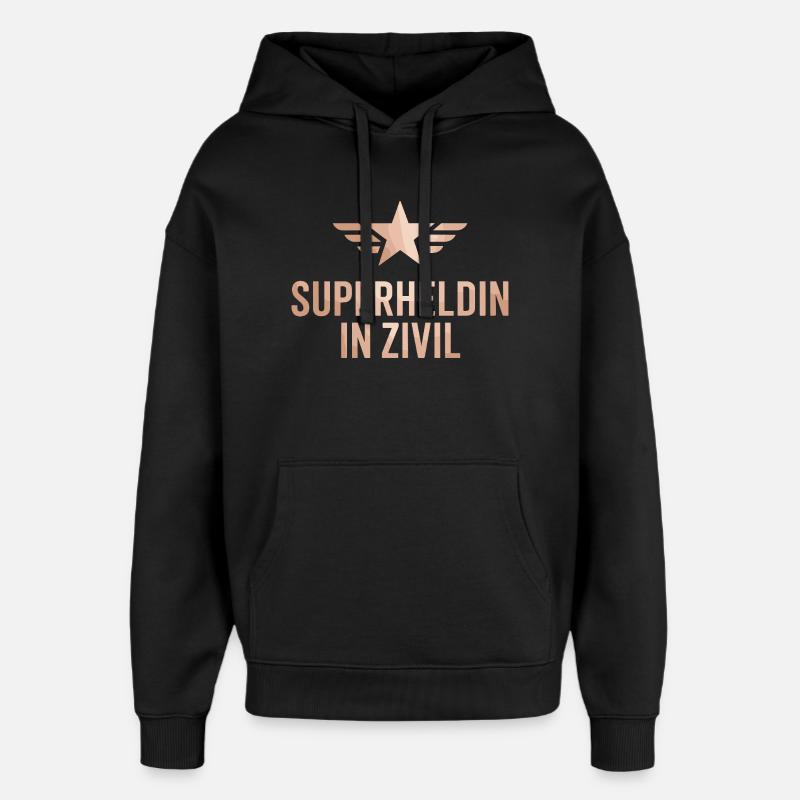 Super-héroïne en costume de super-héros civil - Sweat à capuche unisexe Stanley/Stella Oversized - noir