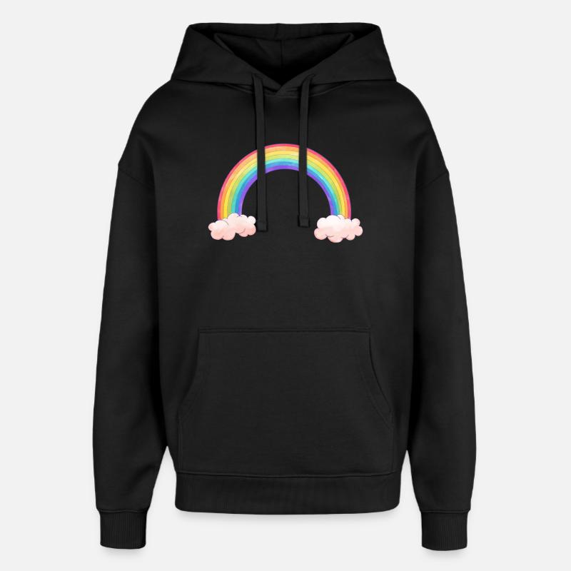 Arc arc-en-ciel avec nuages - Sweat à capuche unisexe Stanley/Stella Oversized - noir