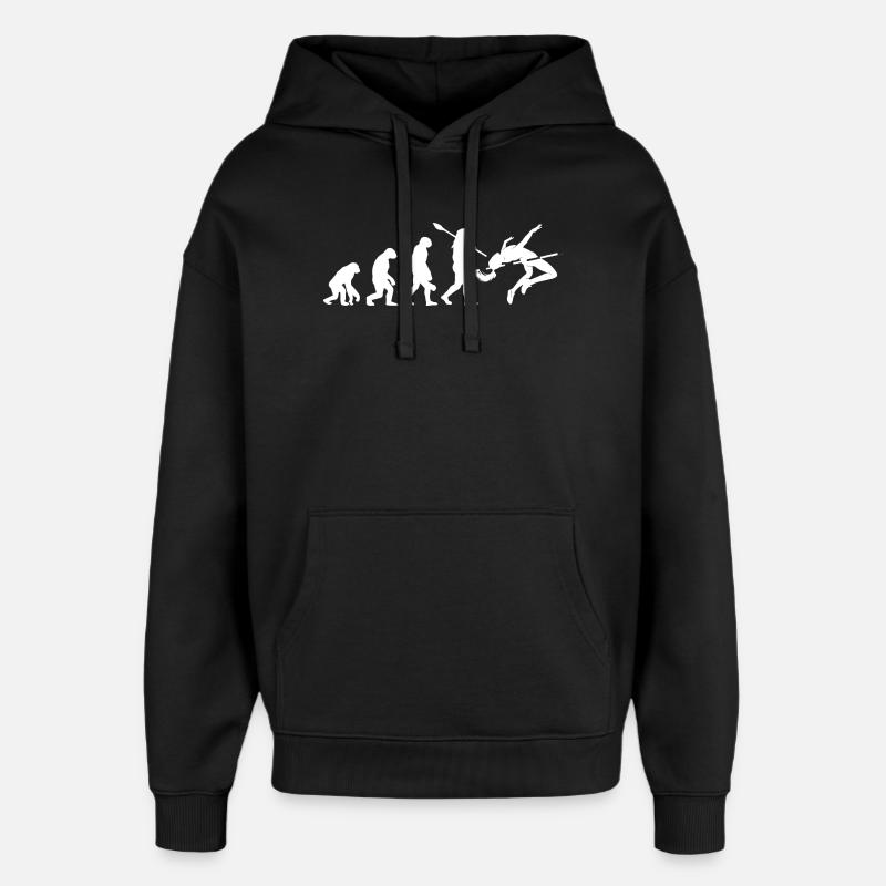 Hochsprung-Evolution-Athleten-Silhouetten-Kunst - Oversized Unisex Hoodie von Stanley/Stella - Schwarz