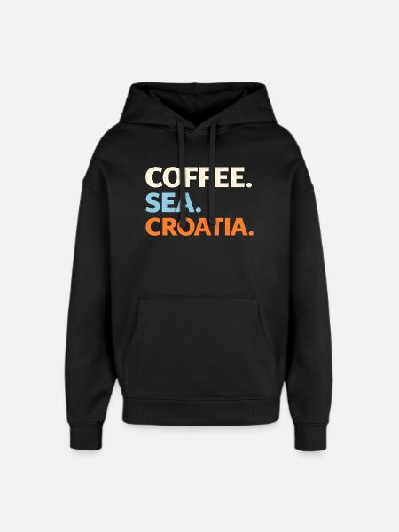 Coffee. Sea. Croatia. - Oversized Unisex Hoodie by Stanley/Stella - black