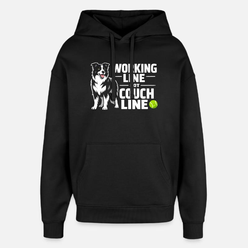 Arbeitslinie statt Sofa | Border Collie - Oversized Unisex Hoodie von Stanley/Stella - Schwarz