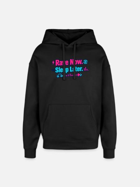Rave Now, Sleep Later Neon Arrow - Oversized Unisex Hoodie by Stanley/Stella - black
