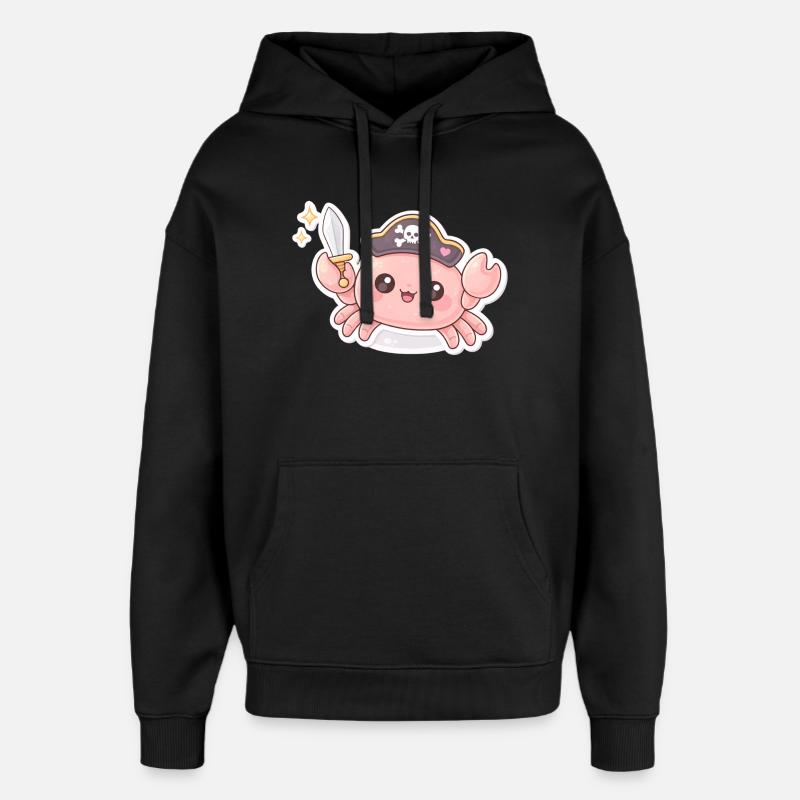 Crabe pirate avec épée - Sweat à capuche unisexe Stanley/Stella Oversized - noir