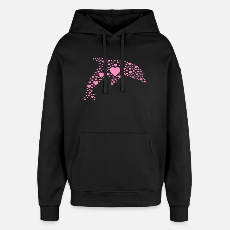 Delfin mit kleinen Herzen - Oversized Unisex Hoodie von Stanley/Stella - Schwarz