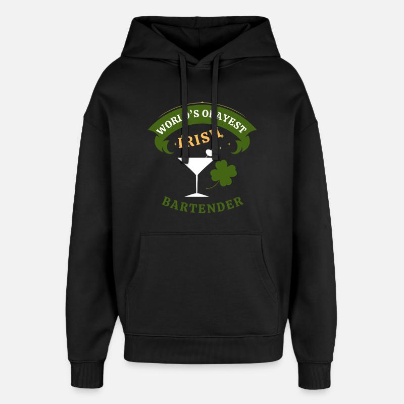 Irish Bartender - the okayest Irish Bartender - Oversized Unisex Hoodie by Stanley/Stella - black