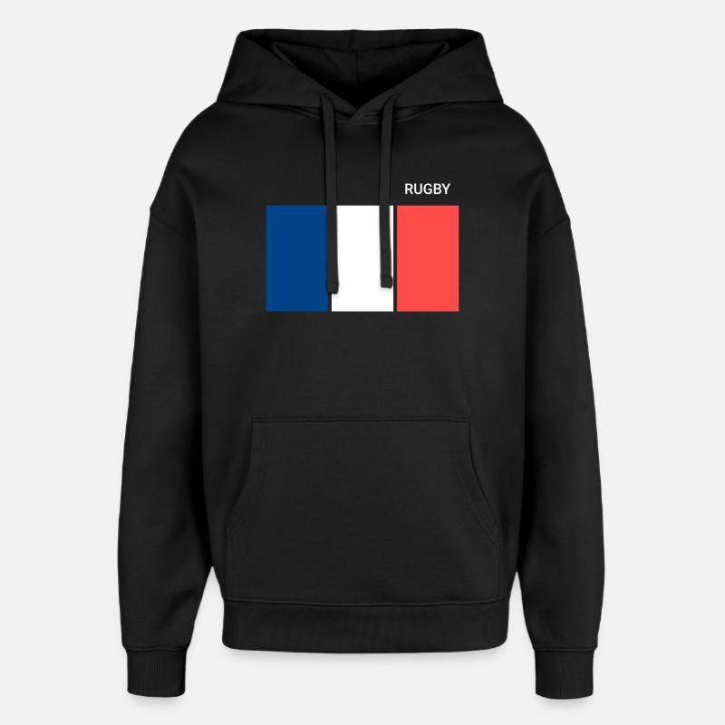 Rugby Drapeau Français - Sweat à capuche unisexe Stanley/Stella Oversized - noir