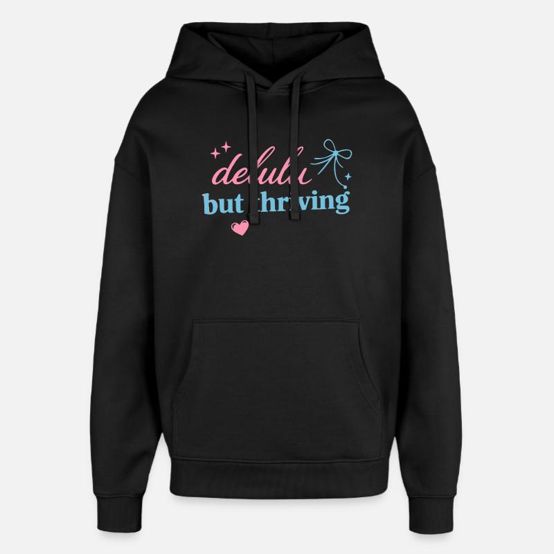 Delhu Thriving Script Logo - Oversized Unisex Hoodie by Stanley/Stella - black