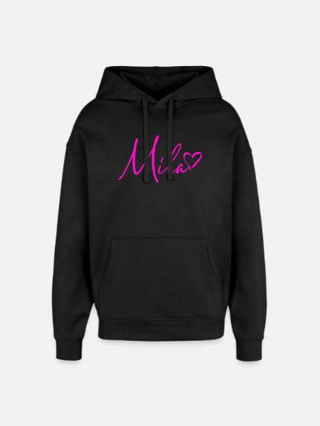 Mila Signature Neon Pink - Oversized Unisex Hoodie by Stanley/Stella - black