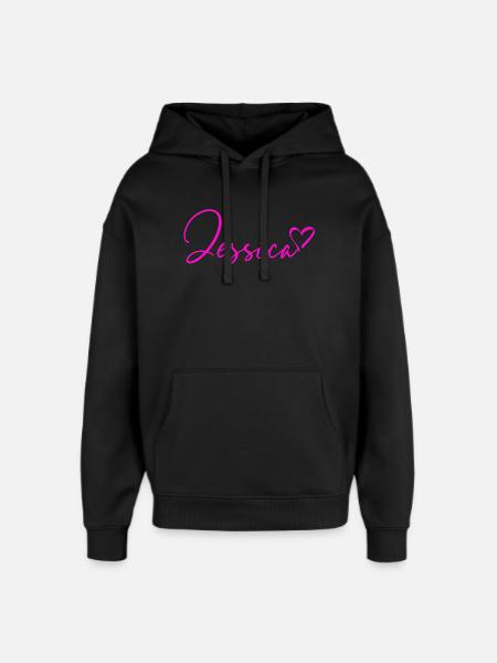 Jessica Signature Neon Pink - Oversized Unisex Hoodie by Stanley/Stella - black
