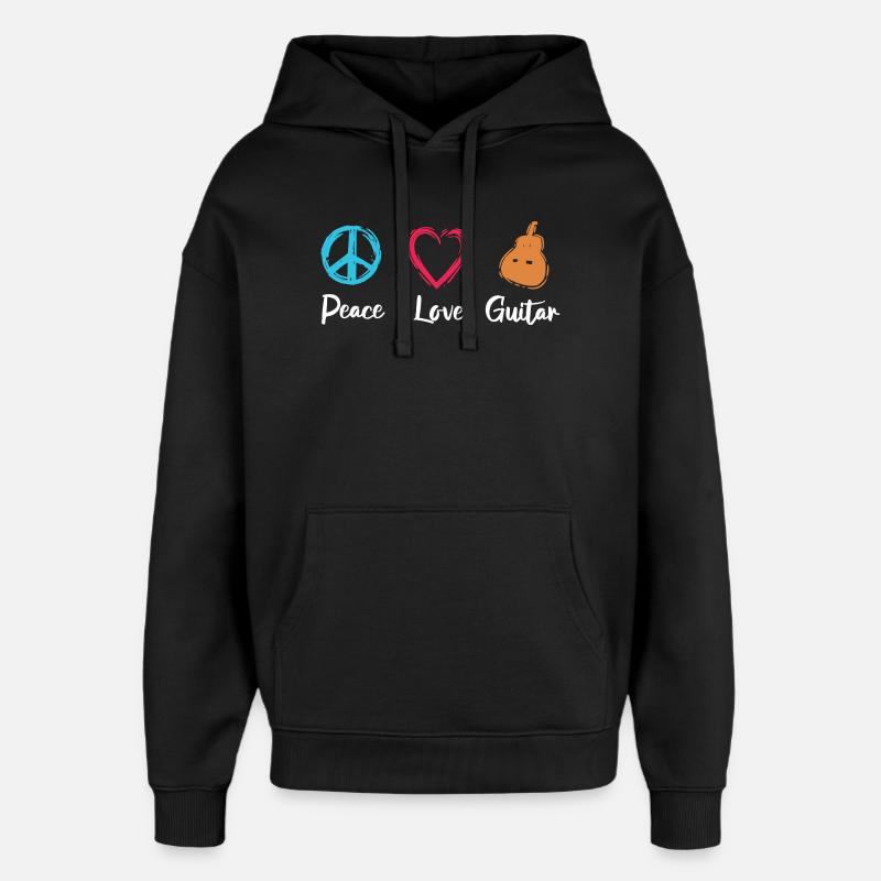 Guitare Peace Love - Sweat à capuche unisexe Stanley/Stella Oversized - noir
