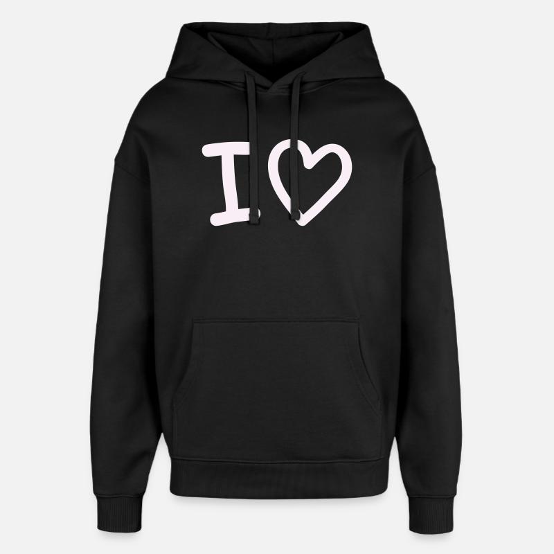 i_love - Oversized Unisex Hoodie von Stanley/Stella - Schwarz