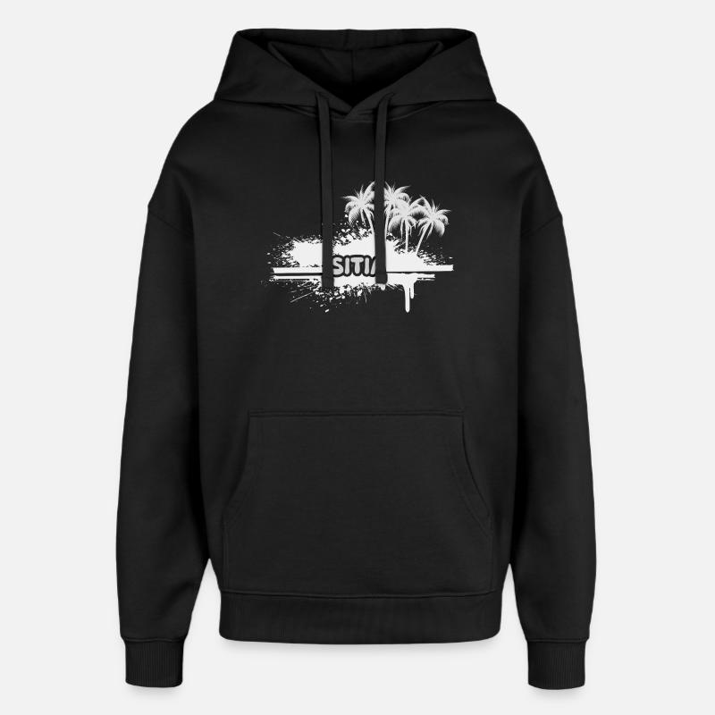 Sitia comme palmiers - Sweat à capuche unisexe Stanley/Stella Oversized - noir