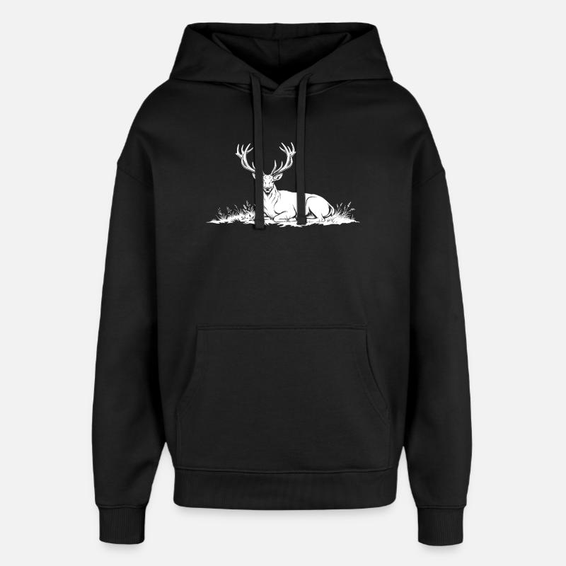 Hirsch - Oversized Unisex Hoodie von Stanley/Stella - Schwarz