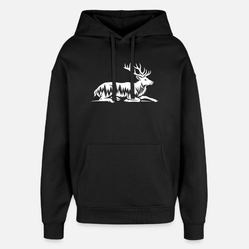 Cerf - Sweat à capuche unisexe Stanley/Stella Oversized - noir
