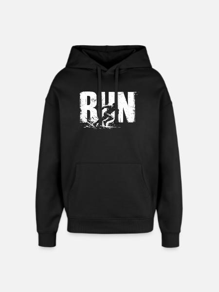 Run Shirt Running Fitness Runner Gift - Oversized Unisex Hoodie by Stanley/Stella - black