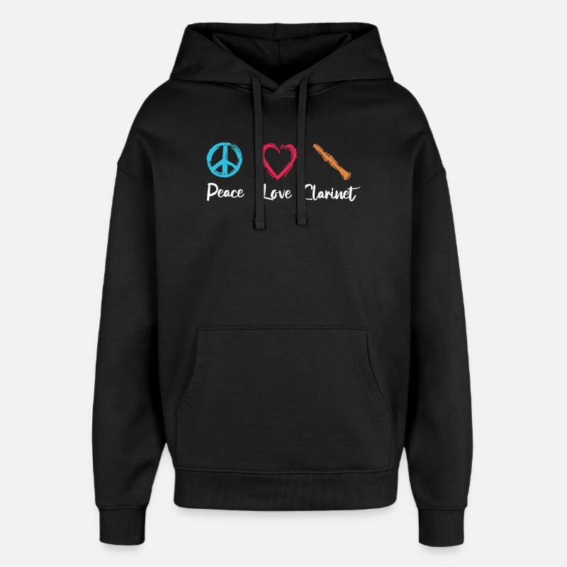 Frieden Liebe Klarinette - Oversized Unisex Hoodie von Stanley/Stella - Schwarz