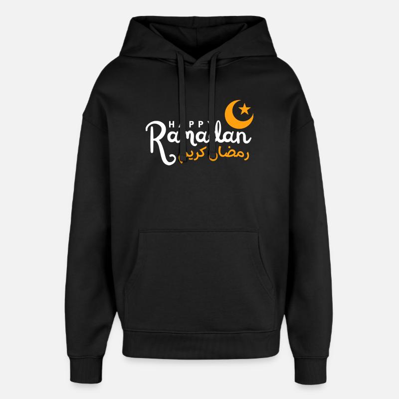 Ramadan Night Crescent Script - Oversized Unisex Hoodie by Stanley/Stella - black