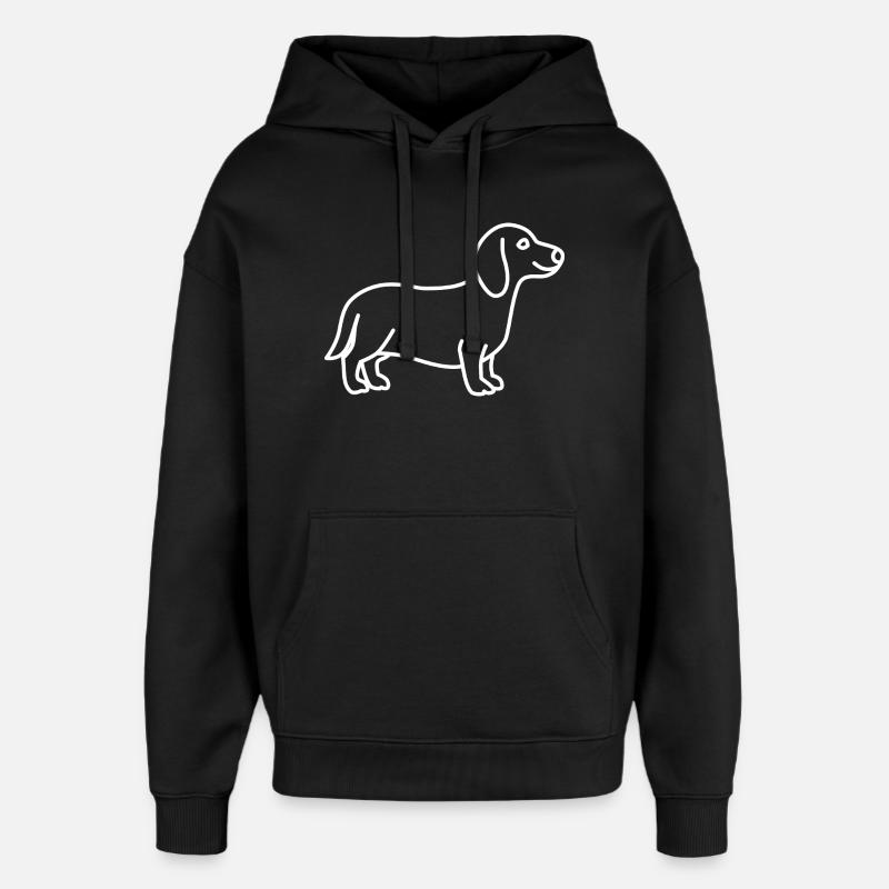 Blanc teckel - Sweat à capuche unisexe Stanley/Stella Oversized - noir