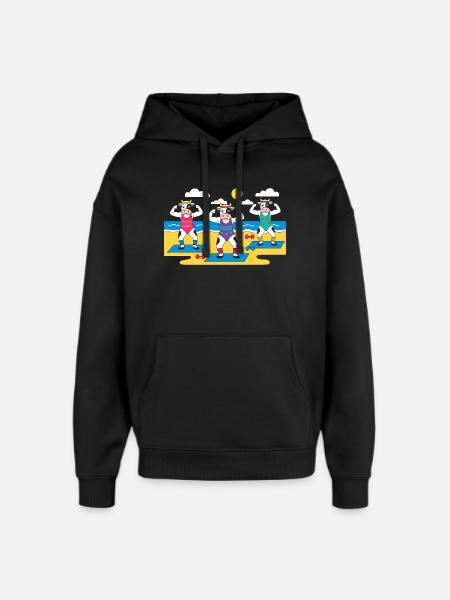 Cow Yoga Beach - Oversized Unisex Hoodie by Stanley/Stella - black