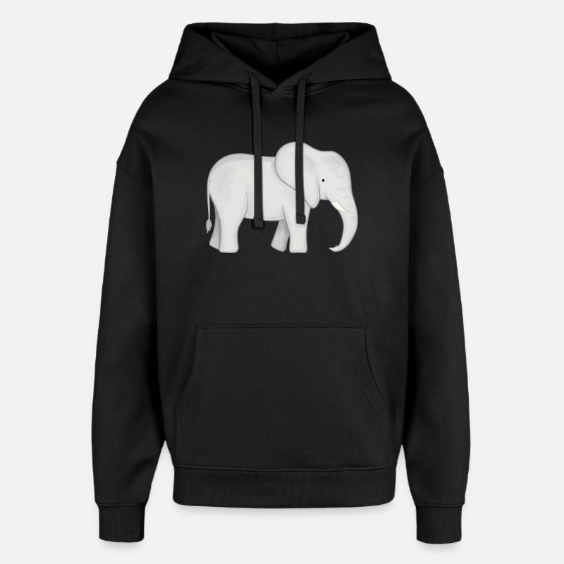 Dessin de l’éléphant blanc - Sweat à capuche unisexe Stanley/Stella Oversized - noir