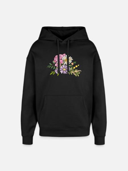 Bouquet de fleurs - Sweat à capuche unisexe Stanley/Stella Oversized - noir
