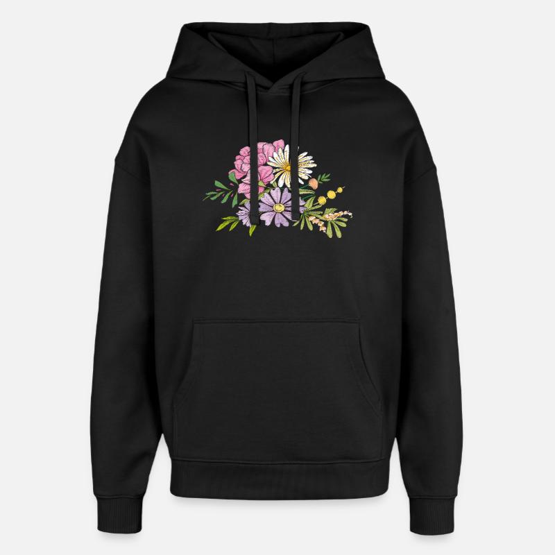 Bouquet de fleurs - Sweat à capuche unisexe Stanley/Stella Oversized - noir