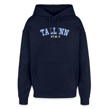 Tallinn gegründet 2006 - Oversized Unisex Hoodie von Stanley/Stella - Navy - Vorne - AI Model Female 172 light (172cm) & AI Model Male 185 light (185cm)