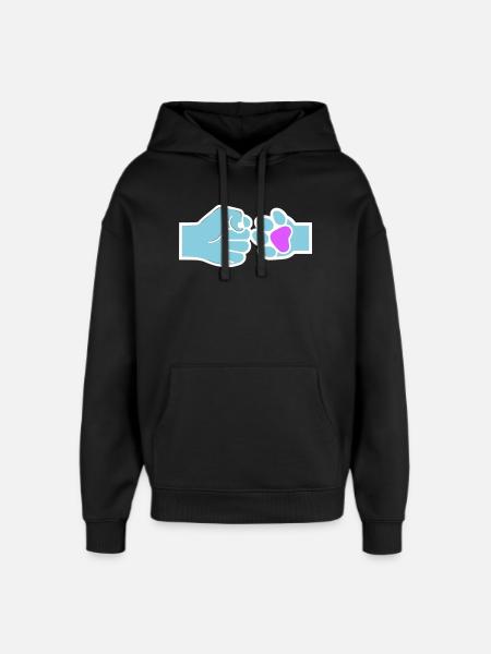 Faust Pfote Check Mensch Tier Team - Oversized Unisex Hoodie von Stanley/Stella - Schwarz