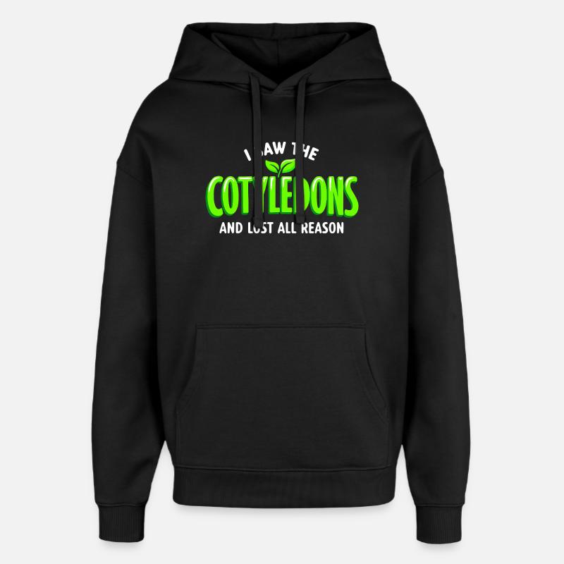cotyledons seen | Microgreens Humor - Oversized Unisex Hoodie by Stanley/Stella - black