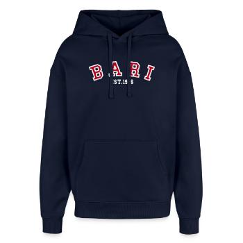 Bari Est 1976 - Oversized Unisex Hoodie by Stanley/Stella - navy - Front - AI Model Female 172 light (172cm) & AI Model Male 185 light (185cm)