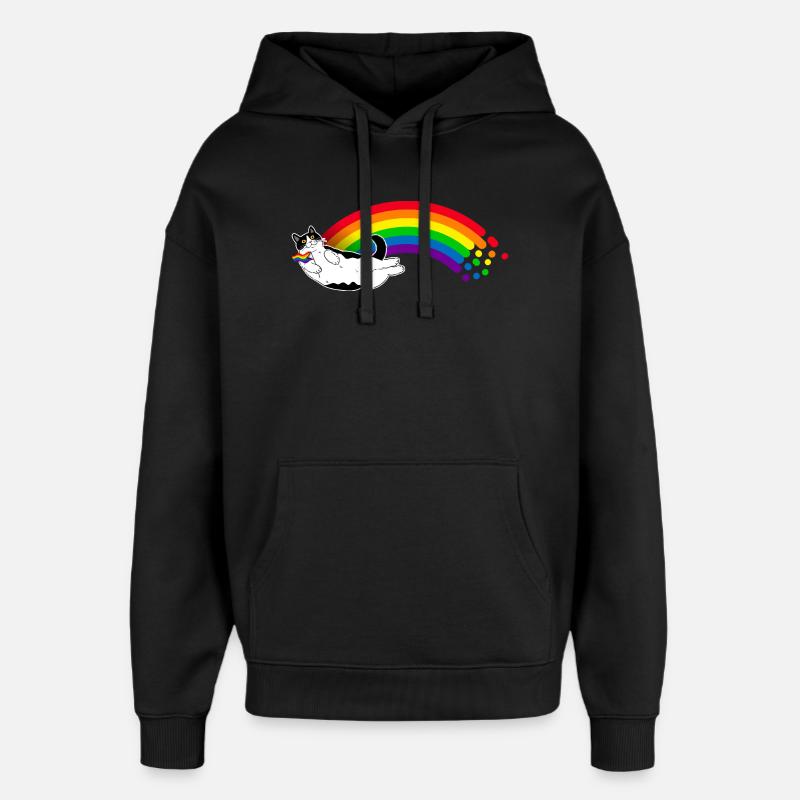 Chat arc-en-ciel - Sweat à capuche unisexe Stanley/Stella Oversized - noir