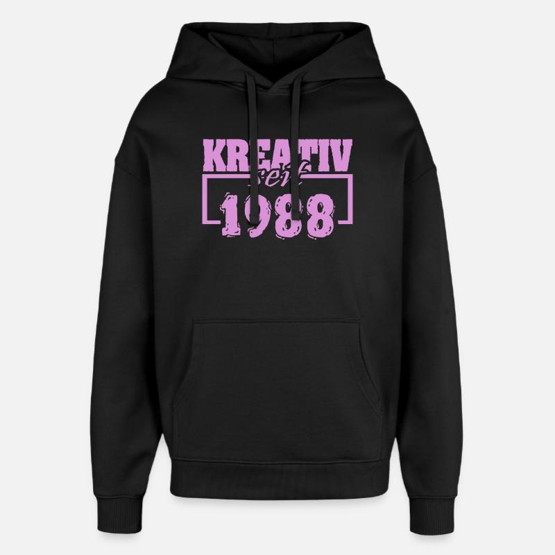 Création 1988 - Sweat à capuche unisexe Stanley/Stella Oversized - noir