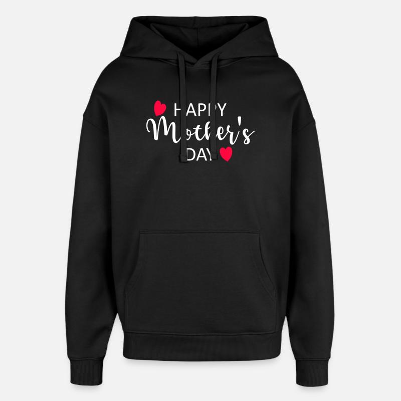 Happy Mother's Day Script Hearts - Oversized Unisex Hoodie von Stanley/Stella - Schwarz
