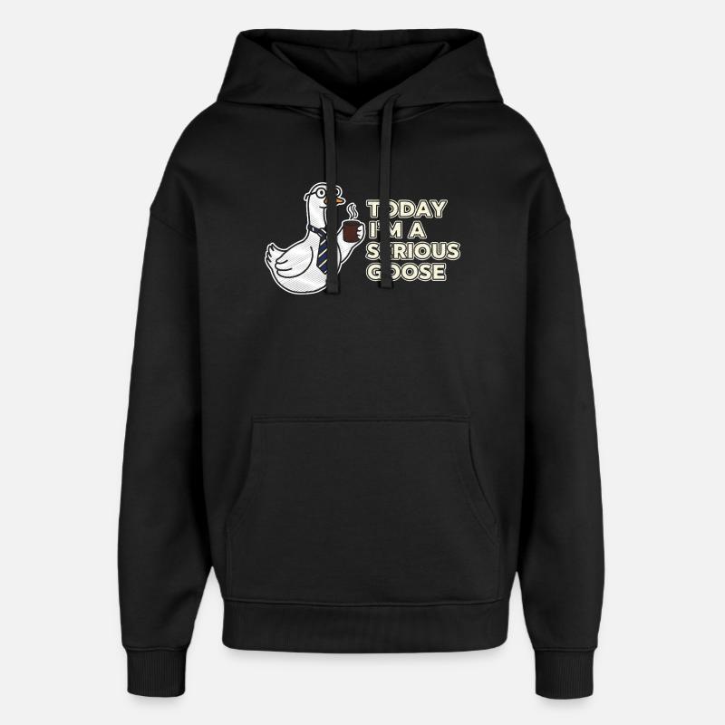 Sérieux Oie : Café, Cravate et Grit - Sweat à capuche unisexe Stanley/Stella Oversized - noir
