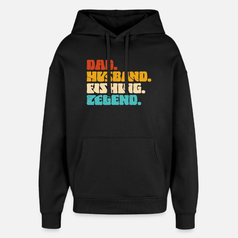 Papa Ehemann Angler Legende - Oversized Unisex Hoodie von Stanley/Stella - Schwarz