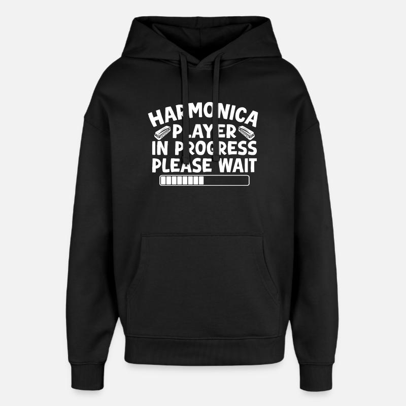 Harmonica Musican In Progress Harmonica - Oversized Unisex Hoodie by Stanley/Stella - black