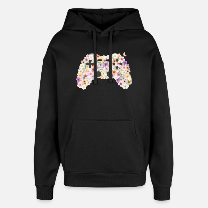 Floral Gamepad: Blütenkunst Controller - Oversized Unisex Hoodie von Stanley/Stella - Schwarz