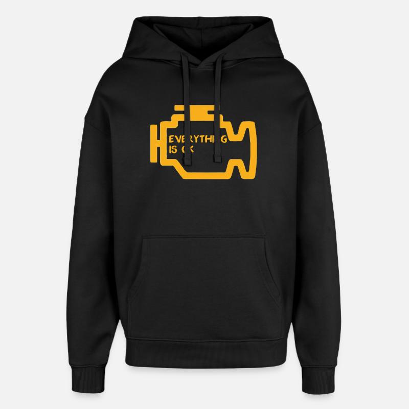 Check Engine Light - Oversized Unisex Hoodie by Stanley/Stella - black